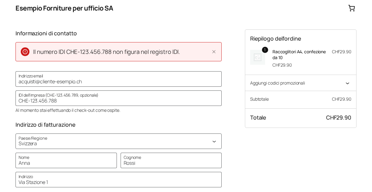 Checkout WooCommerce con campo IDI: il numero inserito non è iscritto nel registro IDI, l’ordine viene rifiutato